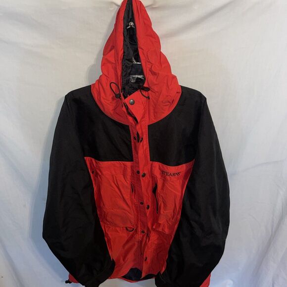 Stearns Men’s Weather Hoodie Coat Size 3XL Red Black Nylon Outdoors Rain Protect